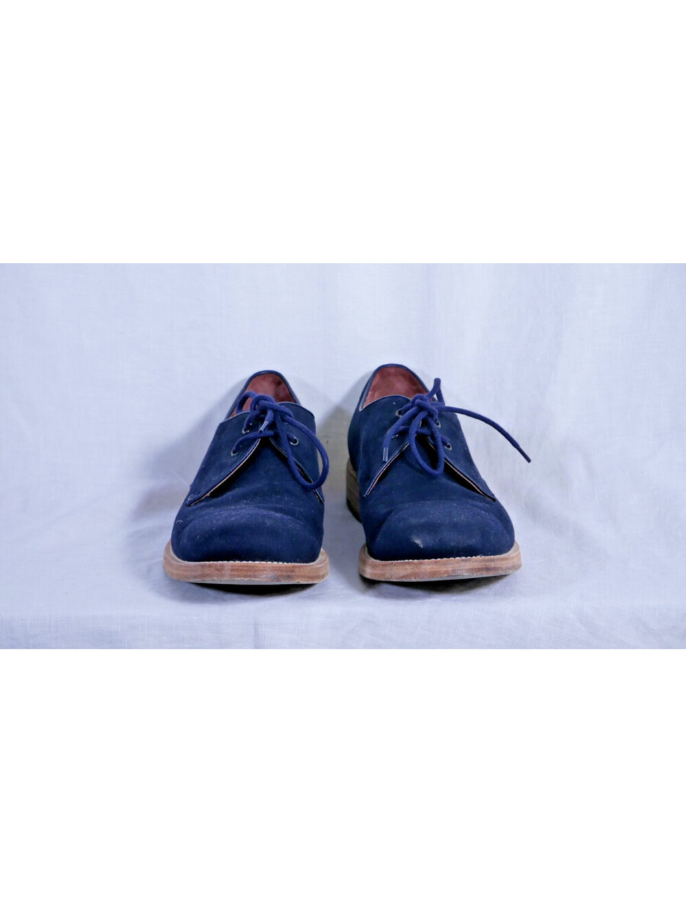SALVATORE FERRAGAMO MEN NAVY TWO EYELET SHOES 10D
